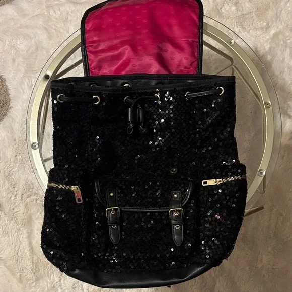 Juicy Couture Black Sequin Backpack with Buckles - Picture 4 of 8